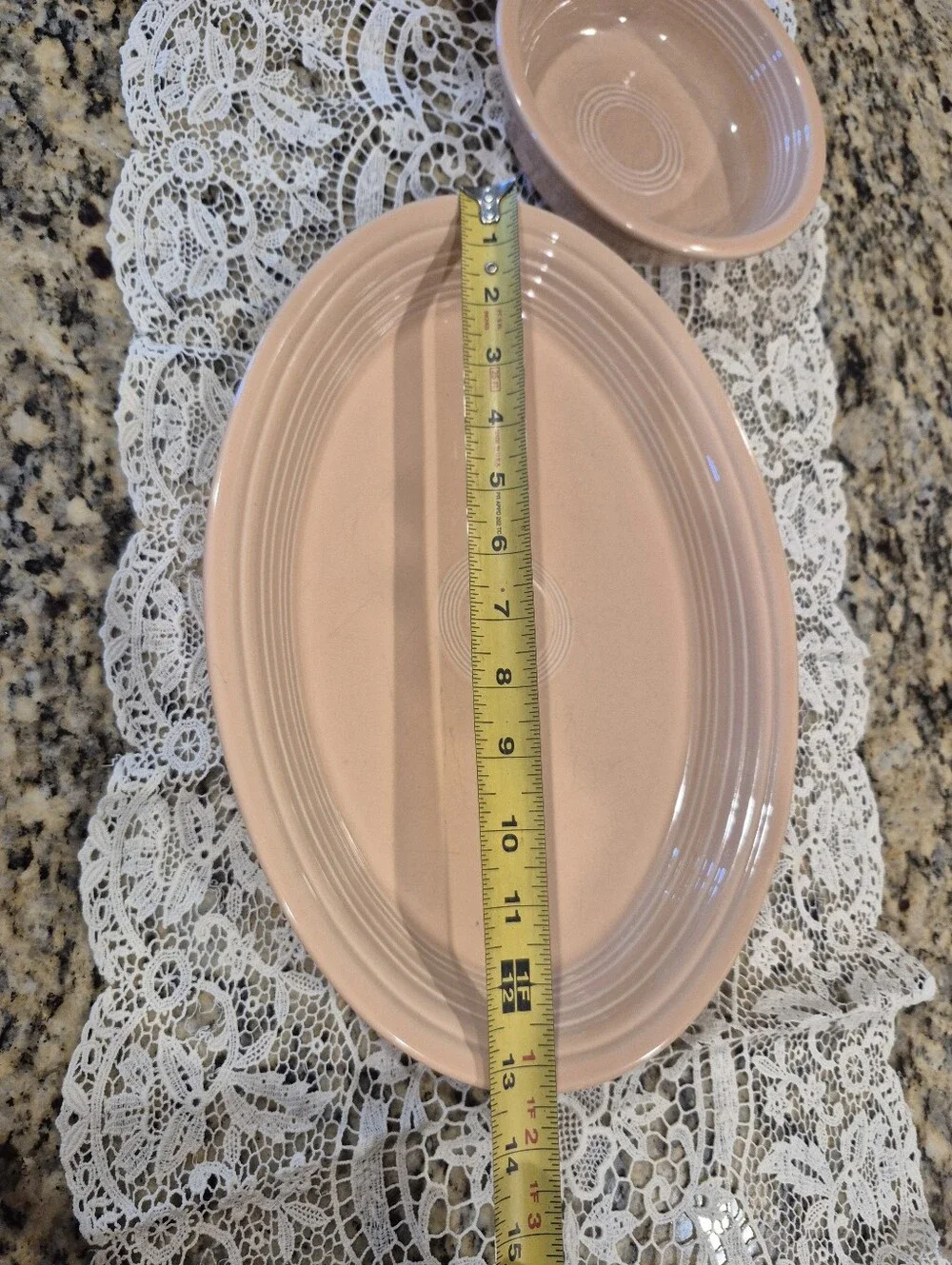 Vintage Fieataware Peach Ceramic Serving Platter - Elegant Home Dining Platter